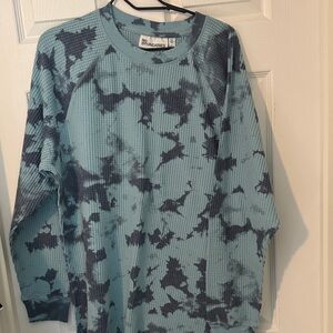 No Boundaries Teal and Charcoal Tie-Dye Top